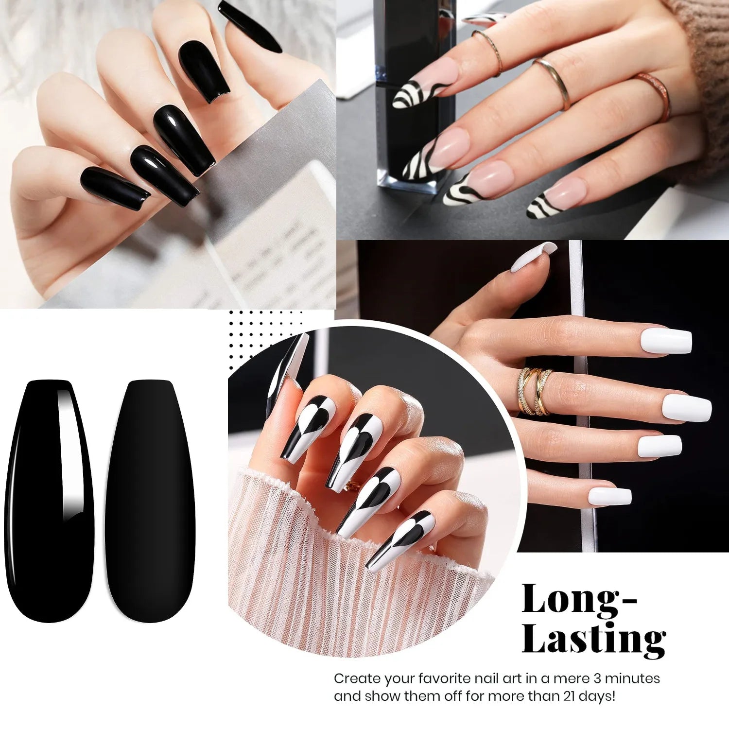 Black and White Gel Nail Polish Set