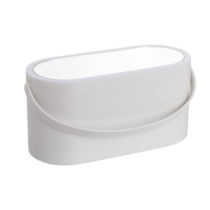 Cosmetic Organizer Box With LED Lighted Mirror