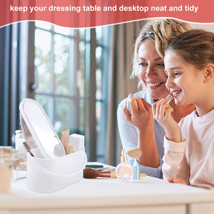 Cosmetic Organizer Box With LED Lighted Mirror